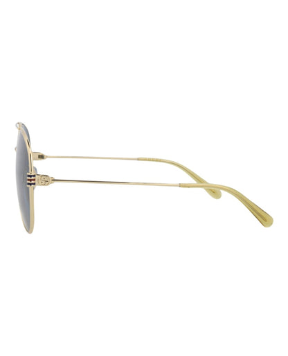 Gucci Aviator-Frame Metal Sunglasses Gold/Gold/Blue (GG1280S-30013904-003)