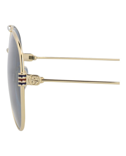 Gucci Aviator-Frame Metal Sunglasses Gold/Gold/Blue (GG1280S-30013904-003)