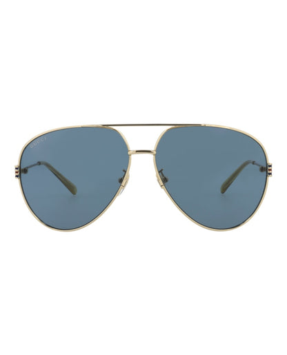 Gucci Aviator-Frame Metal Sunglasses Gold/Gold/Blue (GG1280S-30013904-003)