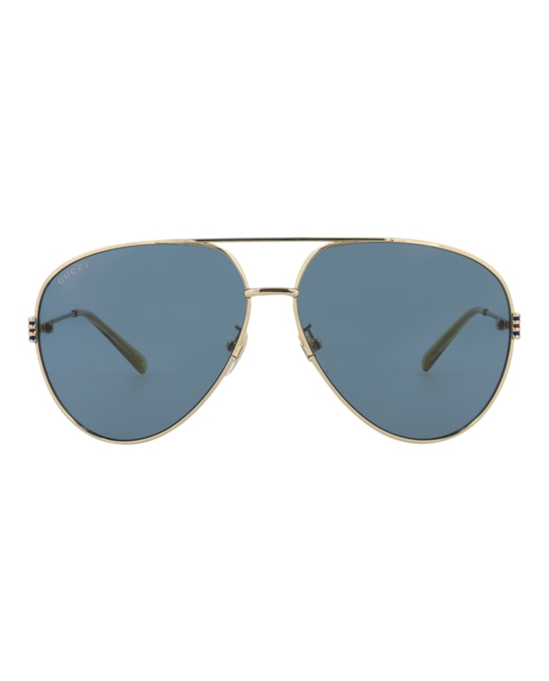 Gucci Aviator-Frame Metal Sunglasses Gold/Gold/Blue (GG1280S-30013904-003)