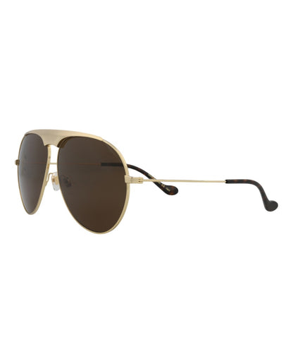 Gucci Aviator-Frame Metal Sunglasses Gold Gold Brown (GG0908S-30010529-001)