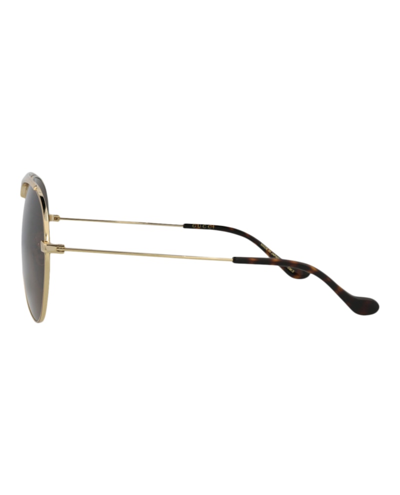 Gucci Aviator-Frame Metal Sunglasses Gold Gold Brown (GG0908S-30010529-001)