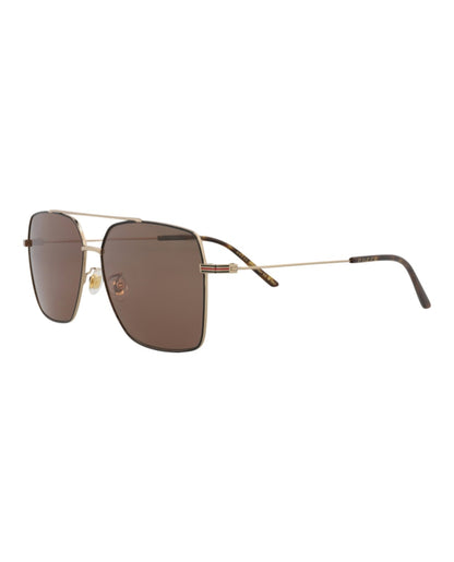 Gucci Aviator-Frame Metal Sunglasses Gold/Gold/Brown (GG1053SK-30011661-002)