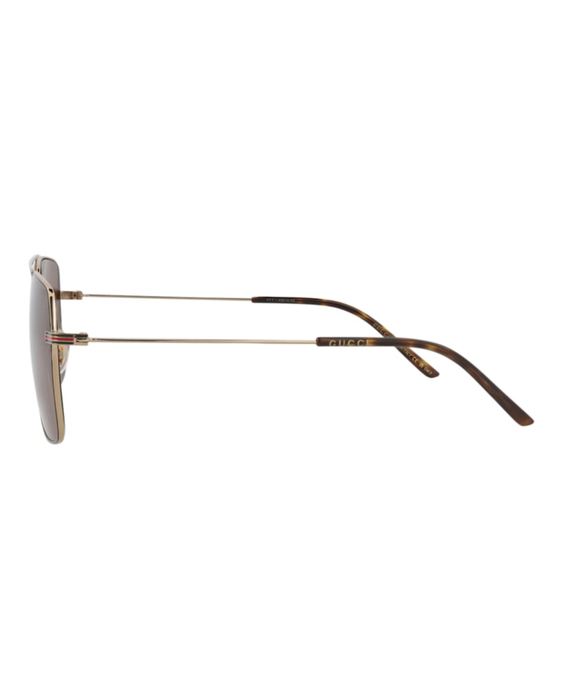 Gucci Aviator-Frame Metal Sunglasses Gold/Gold/Brown (GG1053SK-30011661-002)