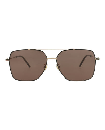 Gucci Aviator-Frame Metal Sunglasses Gold/Gold/Brown (GG1053SK-30011661-002)