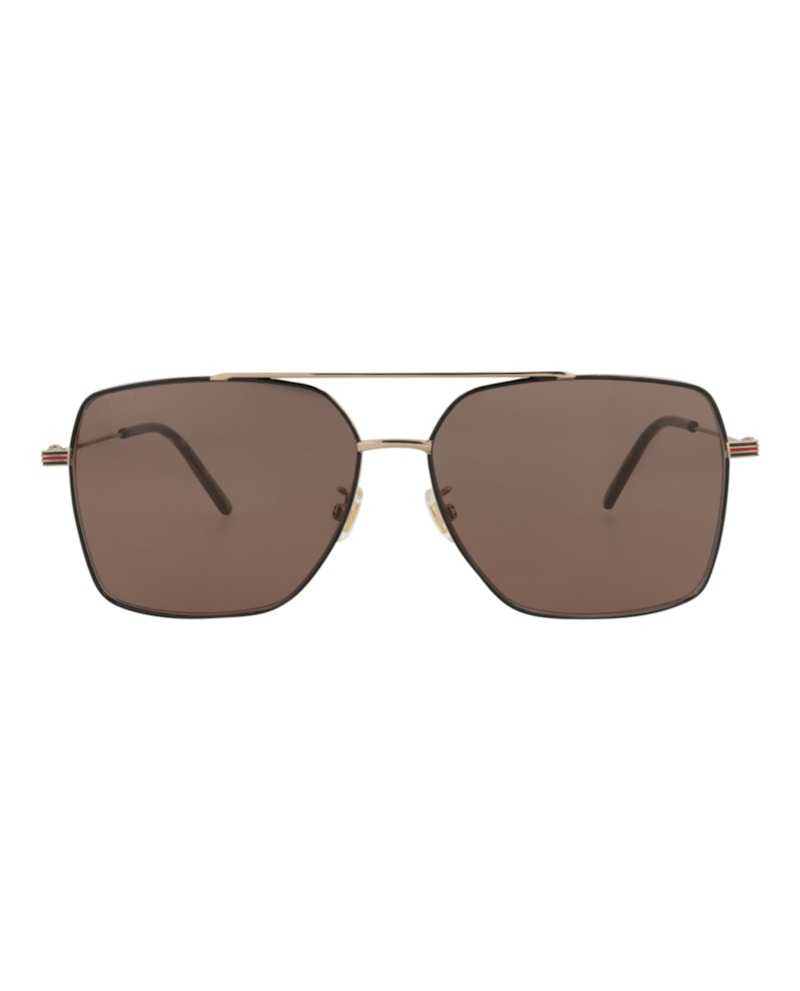 Gucci Aviator-Frame Metal Sunglasses Gold/Gold/Brown (GG1053SK-30011661-002)