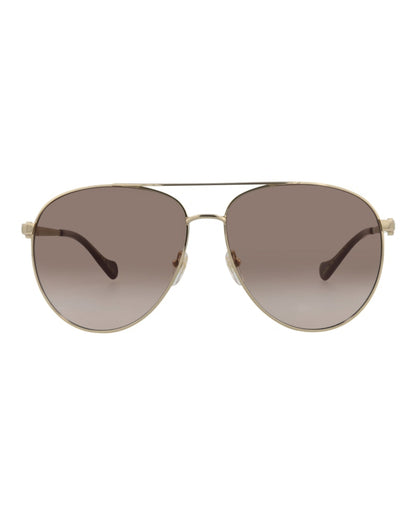 Gucci Aviator-Frame Metal Sunglasses Gold Gold Brown (GG1088S-30012964-002)