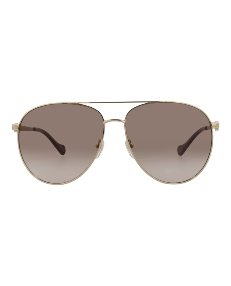 Gucci Aviator-Frame Metal Sunglasses Gold Gold Brown (GG1088S-30012964-002)