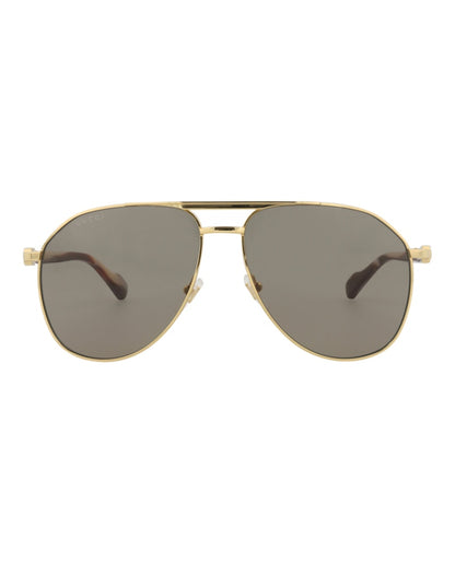 Gucci Aviator-Frame Metal Sunglasses Gold Gold Brown (GG1220S-30013416-002)