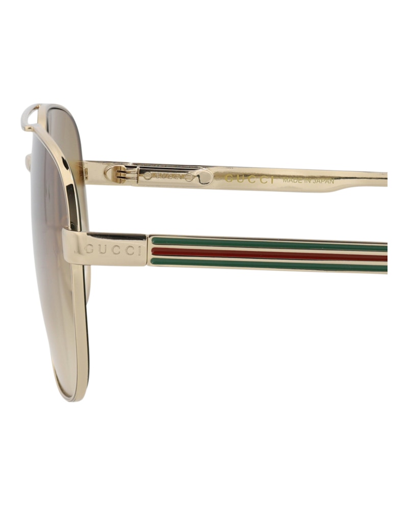 Gucci Aviator-Frame Metal Sunglasses Gold Gold Brown (GG1223S-30013480-001)