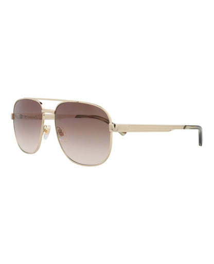 Gucci Aviator-Frame Metal Sunglasses Gold Gold Brown (GG1223S-30013480-003)