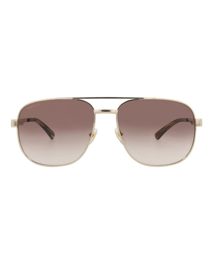 Gucci Aviator-Frame Metal Sunglasses Gold Gold Brown (GG1223S-30013480-003)