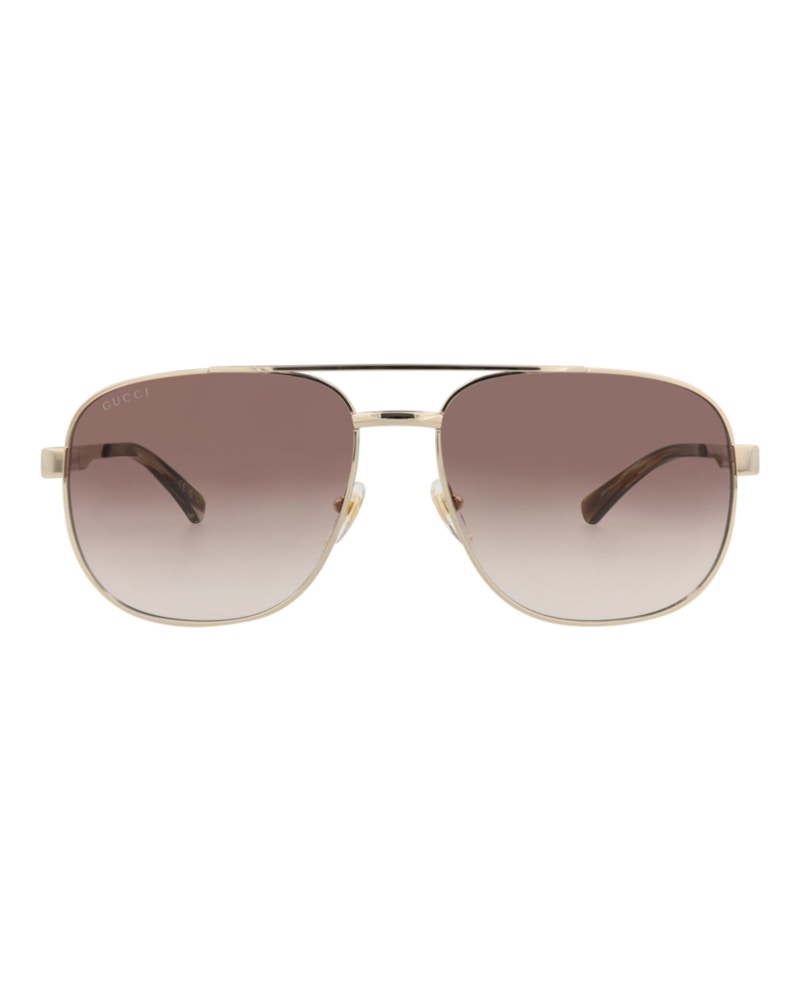 Gucci Aviator-Frame Metal Sunglasses Gold Gold Brown (GG1223S-30013480-003)