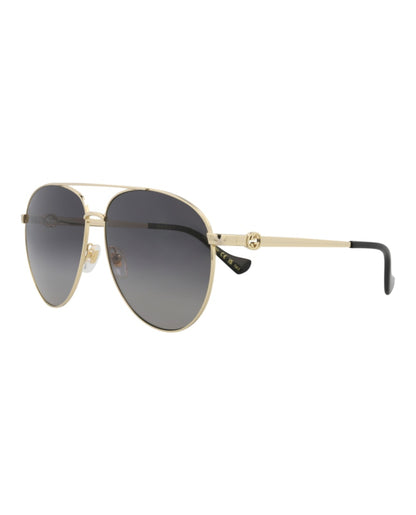 Gucci Aviator-Frame Metal Sunglasses Gold Gold Grey (GG1088S-30012964-001)