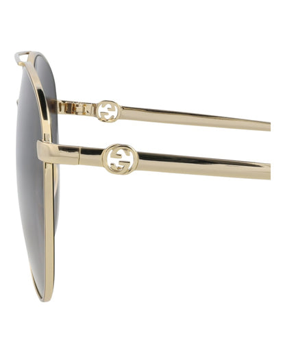 Gucci Aviator-Frame Metal Sunglasses Gold Gold Grey (GG1088S-30012964-001)