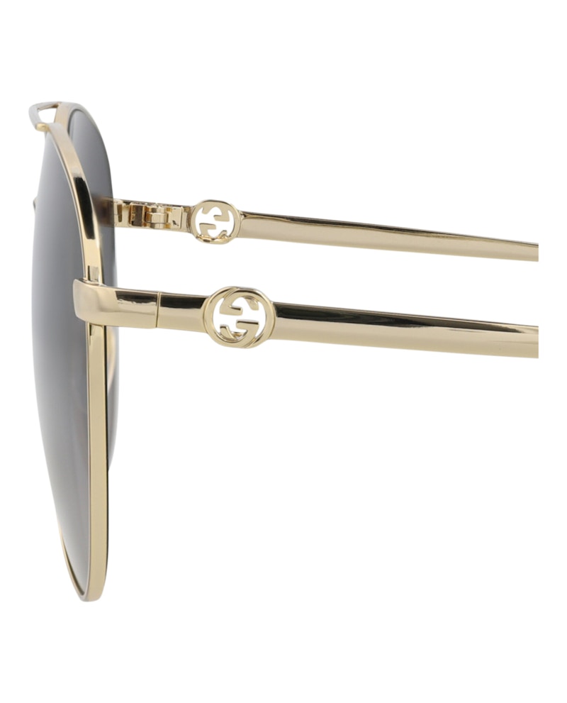 Gucci Aviator-Frame Metal Sunglasses Gold Gold Grey (GG1088S-30012964-001)