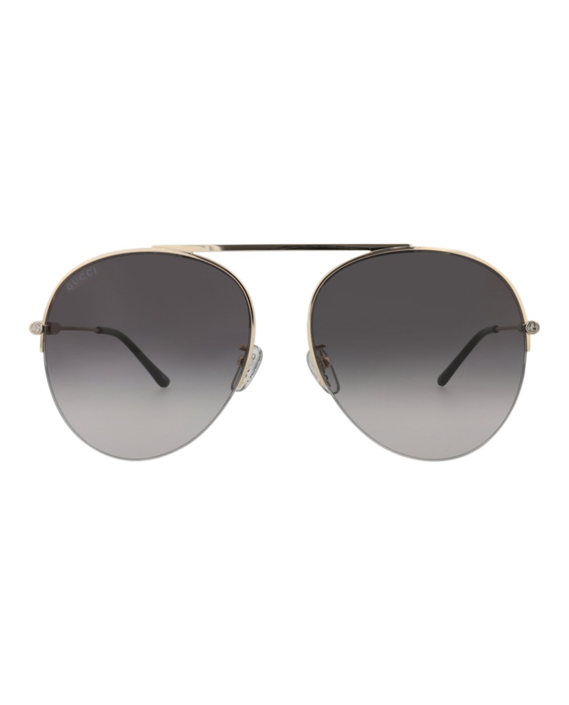 Gucci Aviator-Frame Metal Sunglasses Gold/Gold/Grey (GG1413S-30014423-001)