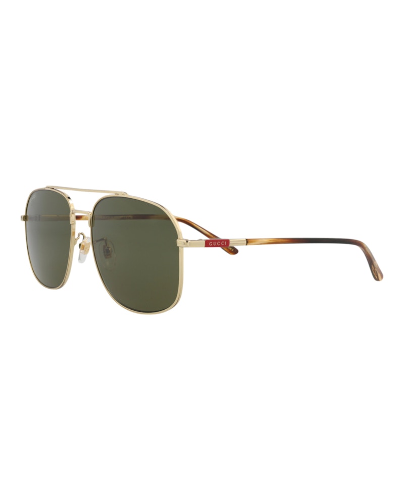 Gucci Aviator-Frame Metal Sunglasses Gold/Havana/Green (GG1351S-30013912-002)