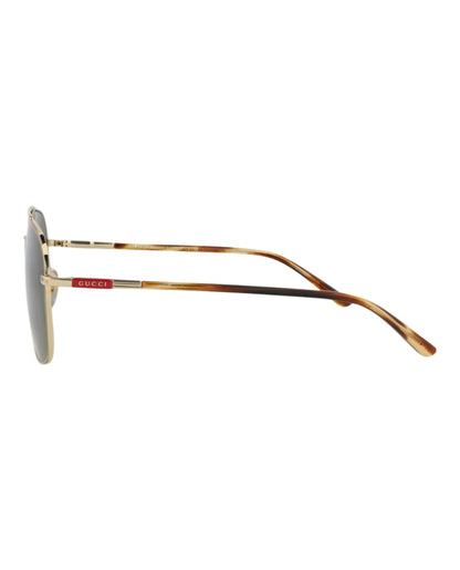 Gucci Aviator-Frame Metal Sunglasses Gold/Havana/Green (GG1351S-30013912-002)