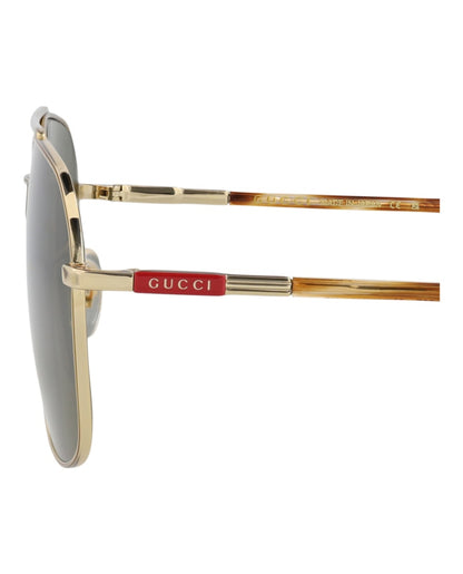 Gucci Aviator-Frame Metal Sunglasses Gold/Havana/Green (GG1351S-30013912-002)