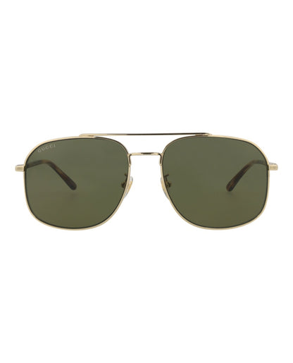 Gucci Aviator-Frame Metal Sunglasses Gold/Havana/Green (GG1351S-30013912-002)
