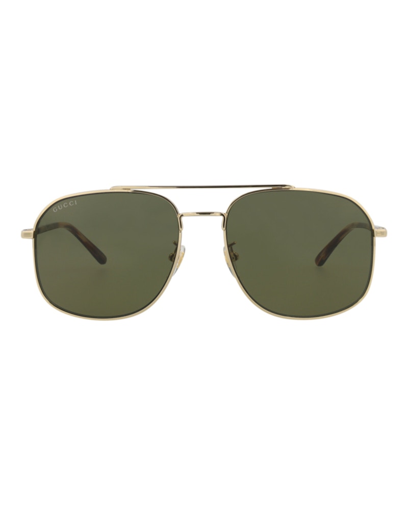 Gucci Aviator-Frame Metal Sunglasses Gold/Havana/Green (GG1351S-30013912-002)