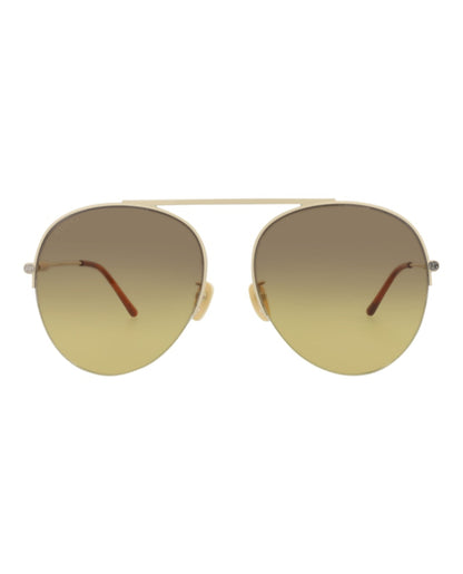 Gucci Aviator-Frame Metal Sunglasses Ivory/Ivory/Brown (GG1413S-30014423-004)