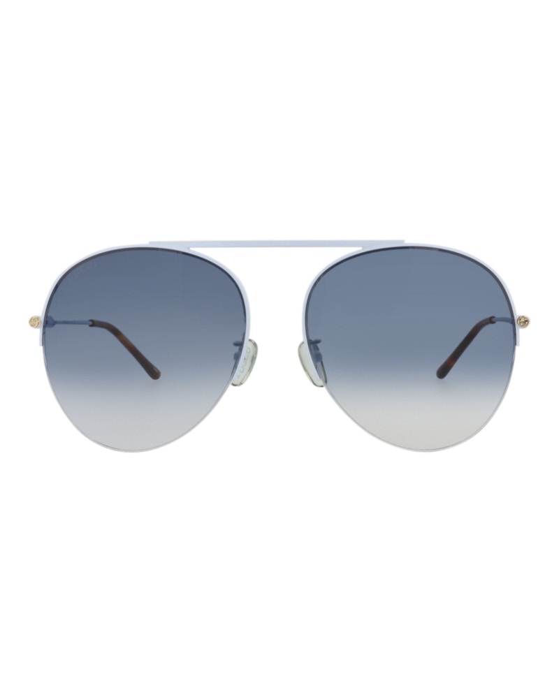 Gucci Aviator-Frame Metal Sunglasses Light Blue/Light Blue/Blue (GG1413S-30014423-003)