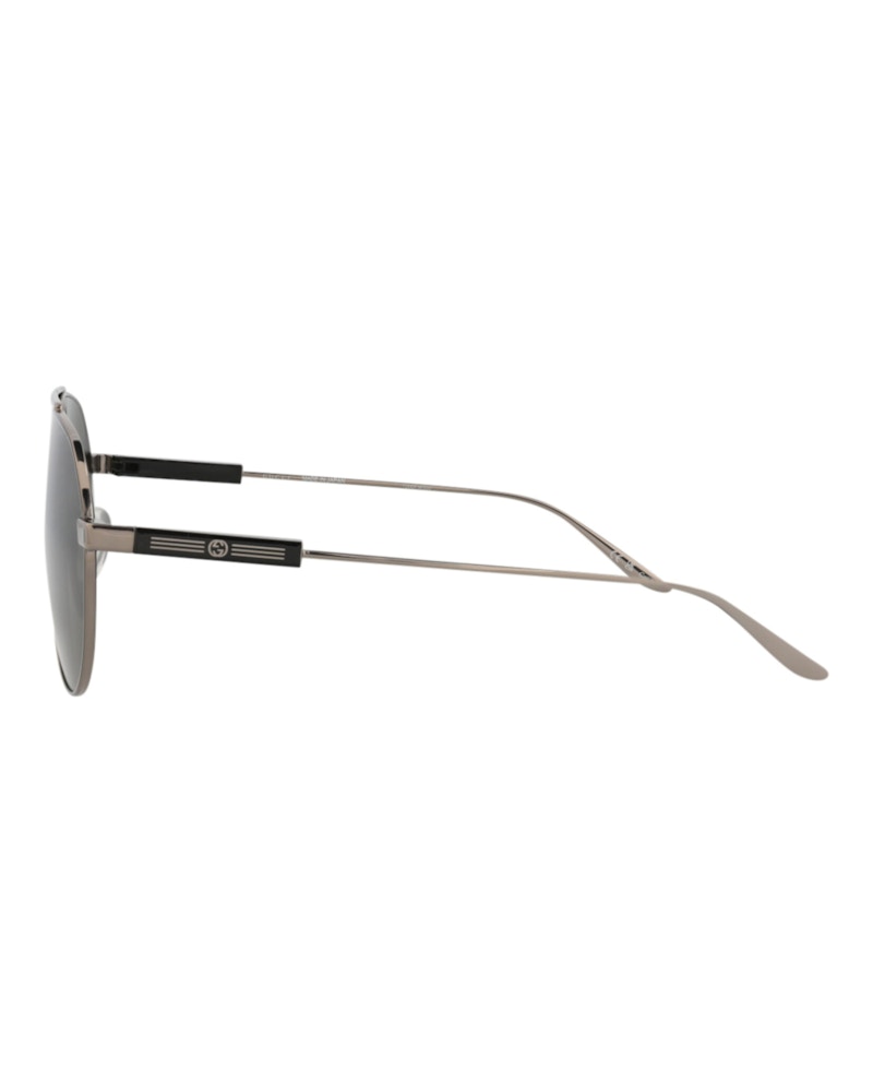 Gucci Aviator-Frame Metal Sunglasses Ruthenium/Ruthenium/Grey (GG1311S-30013897-001)