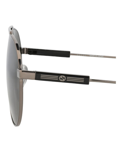 Gucci Aviator-Frame Metal Sunglasses Ruthenium/Ruthenium/Grey (GG1311S-30013897-001)