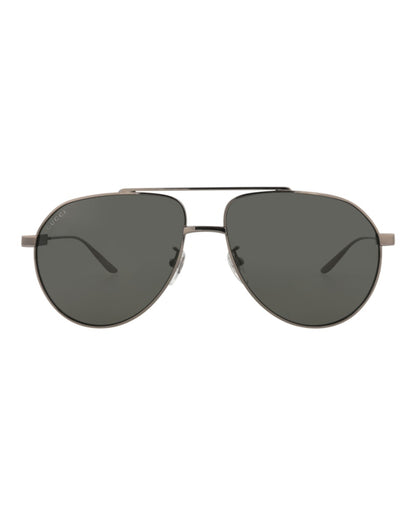 Gucci Aviator-Frame Metal Sunglasses Ruthenium/Ruthenium/Grey (GG1311S-30013897-001)