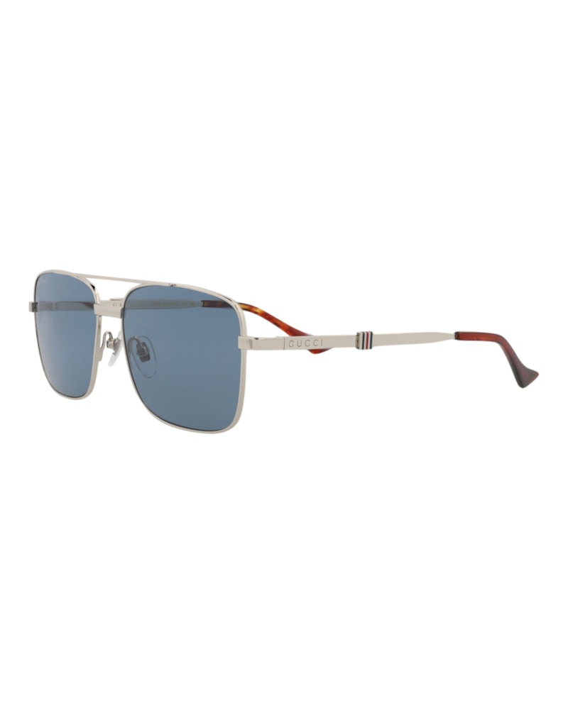 Gucci Aviator-Frame Metal Sunglasses Silver/Silver/Blue (GG1441S-30014490-003)