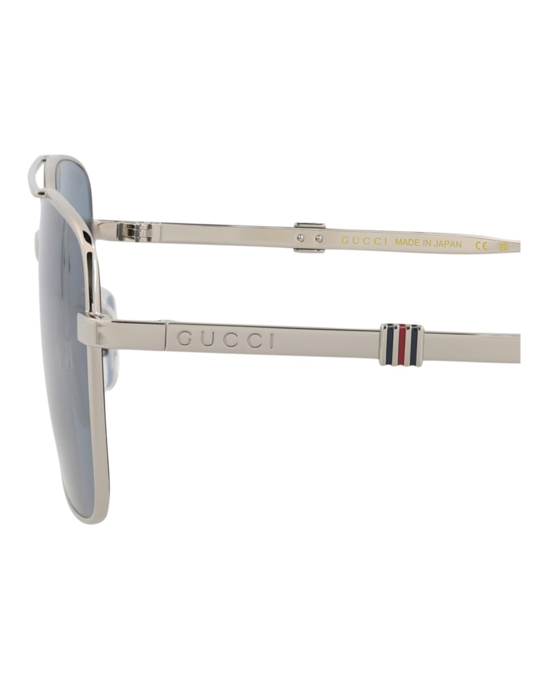 Gucci Aviator-Frame Metal Sunglasses Silver/Silver/Blue (GG1441S-30014490-003)