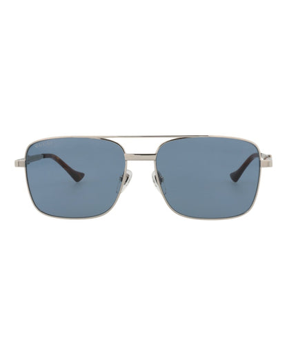 Gucci Aviator-Frame Metal Sunglasses Silver/Silver/Blue (GG1441S-30014490-003)