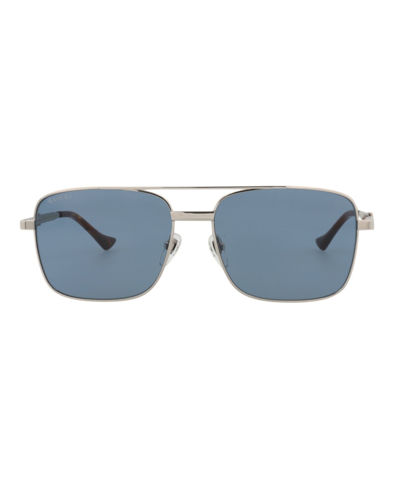 Gucci Aviator-Frame Metal Sunglasses Silver/Silver/Blue (GG1441S-30014490-003)