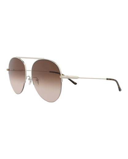 Gucci Aviator-Frame Metal Sunglasses Silver/Silver/Brown (GG1413S-30014423-002)