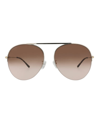 Gucci Aviator-Frame Metal Sunglasses Silver/Silver/Brown (GG1413S-30014423-002)
