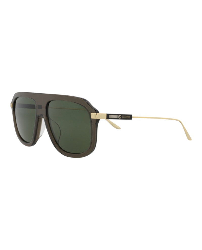 Gucci Aviator-Frame Recycled Acetate Sunglasses Grey Gold Green (GG1309S-30013896-003)