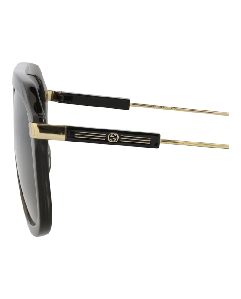 Gucci Aviator-Frame Recycled Acetate Sunglasses Grey Gold Green (GG1309S-30013896-003)