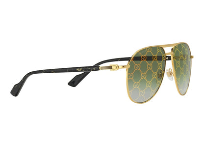 Gucci Aviator Frame Sunglasses Shiny Yellow Gold-Toned Metal Frame with Top Bar (‎706707 I3331 8037)