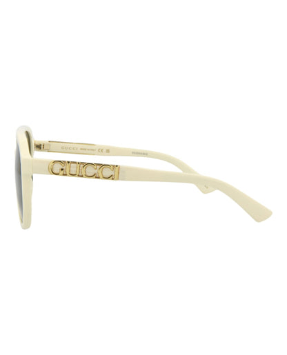 Gucci Aviator-Style Acetate Sunglasses Ivory Ivory Green (GG1188S-30013436-005)