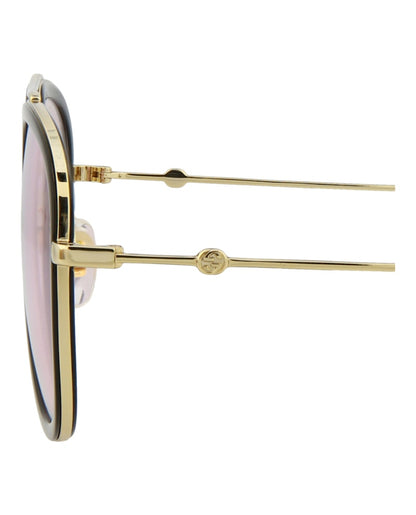Gucci Aviator-Style Metal Sunglasses Gold/Gold/Pink (GG0062S-30001035-019)