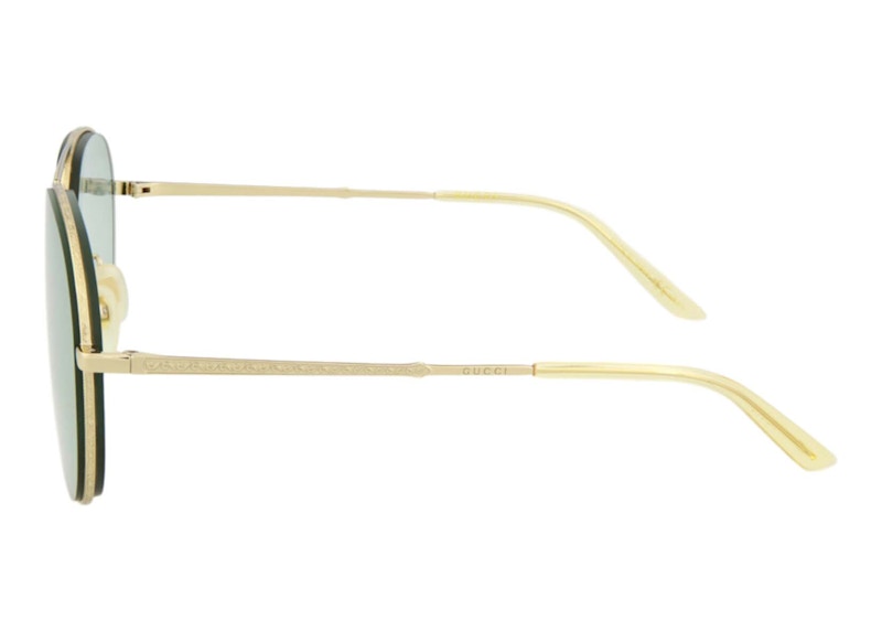 Gucci Aviator Style Metal Sunglasses Gold/Green (GG0356S-30002943-004-70046)