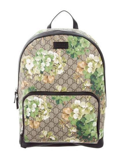 Gucci GG Supreme Backpack GG Supreme Floral Print Beige/Ebony/Green