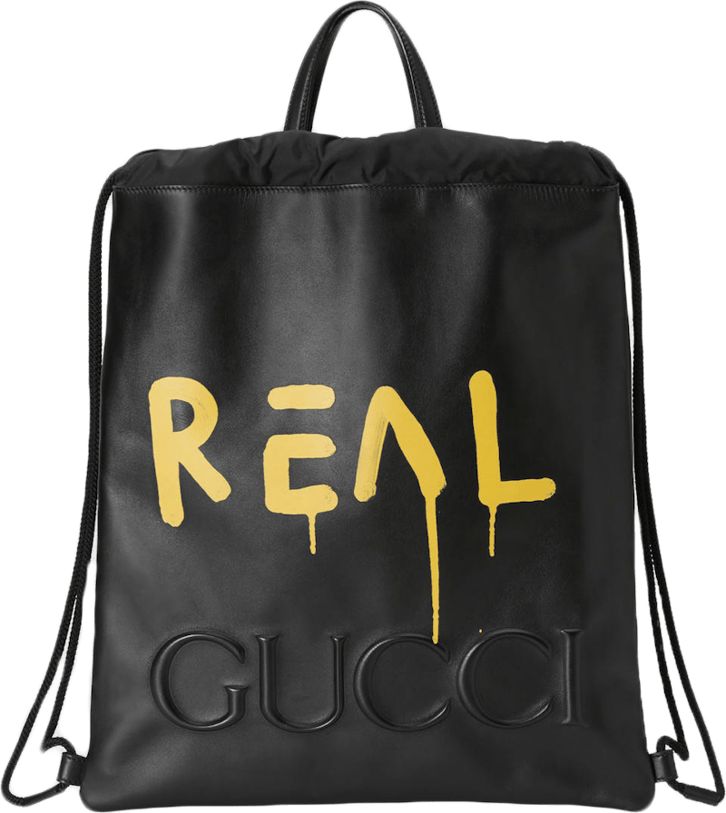 Gucci Drawstring Backpack GucciGhost Black/Yellow