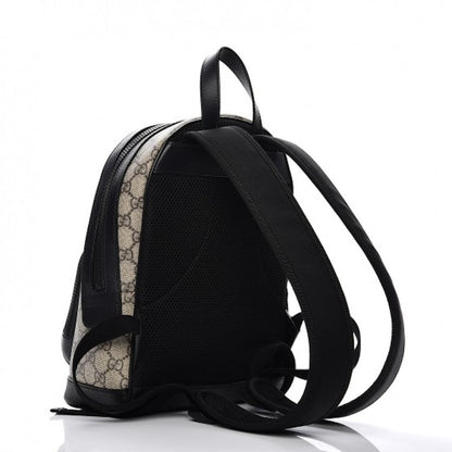Gucci Front Zipper Pocket Backpack Monogram GG Supreme Beige/Black