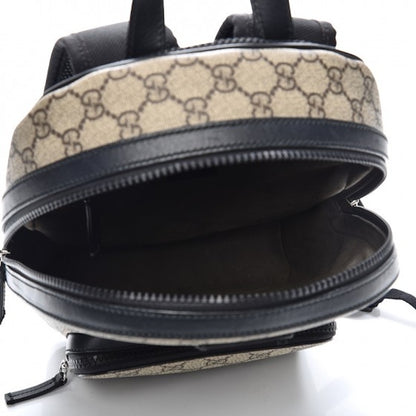 Gucci Front Zipper Pocket Backpack Monogram GG Supreme Beige/Black