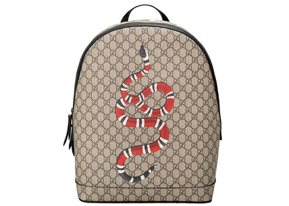 Gucci Backpack GG Supreme Kingsnake Print Beige/Ebony