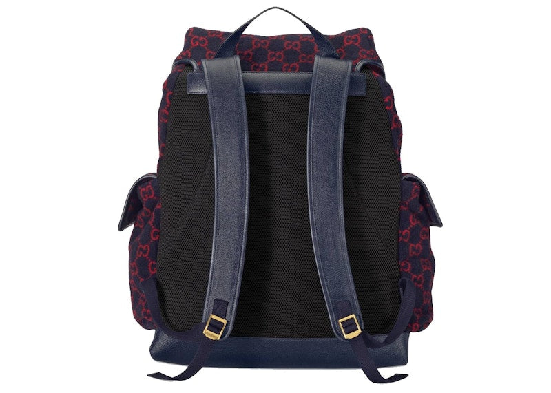 Gucci Backpack GG Wool Large Blue/Red