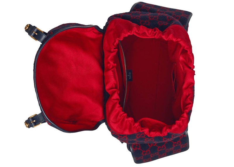 Gucci Backpack GG Wool Large Blue/Red